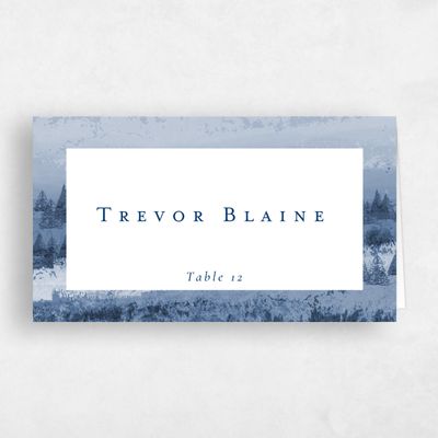 Dark Blue Wedding Place Card - Rockford