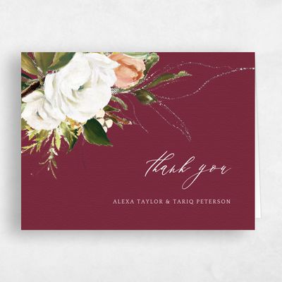 Burgundy, Red Wedding Thank You - Octavia