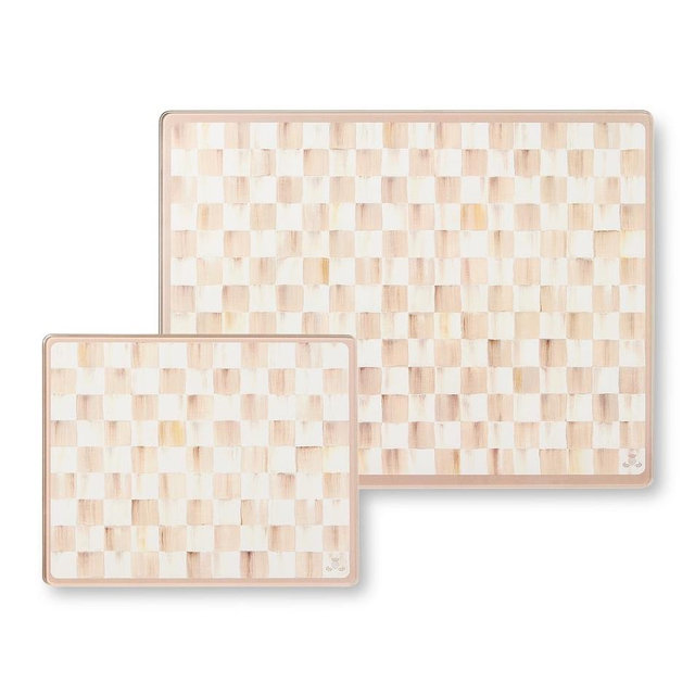 Mocha Check Glass Cutting Board, Set of 2