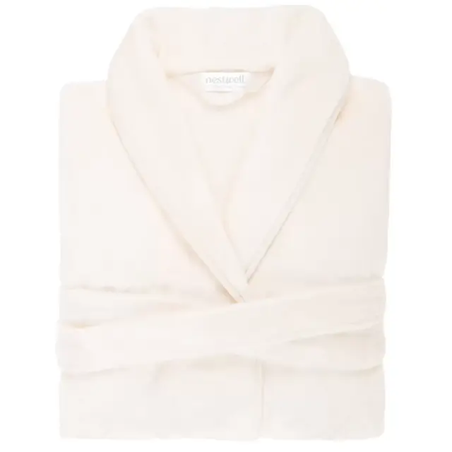 Nestwell™ Small/Medium Unisex Plush Robe in Egret