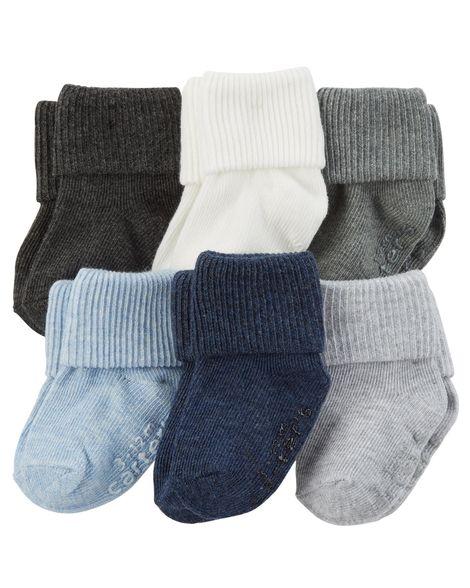 6-Pack Cuff Booties, 0-3M