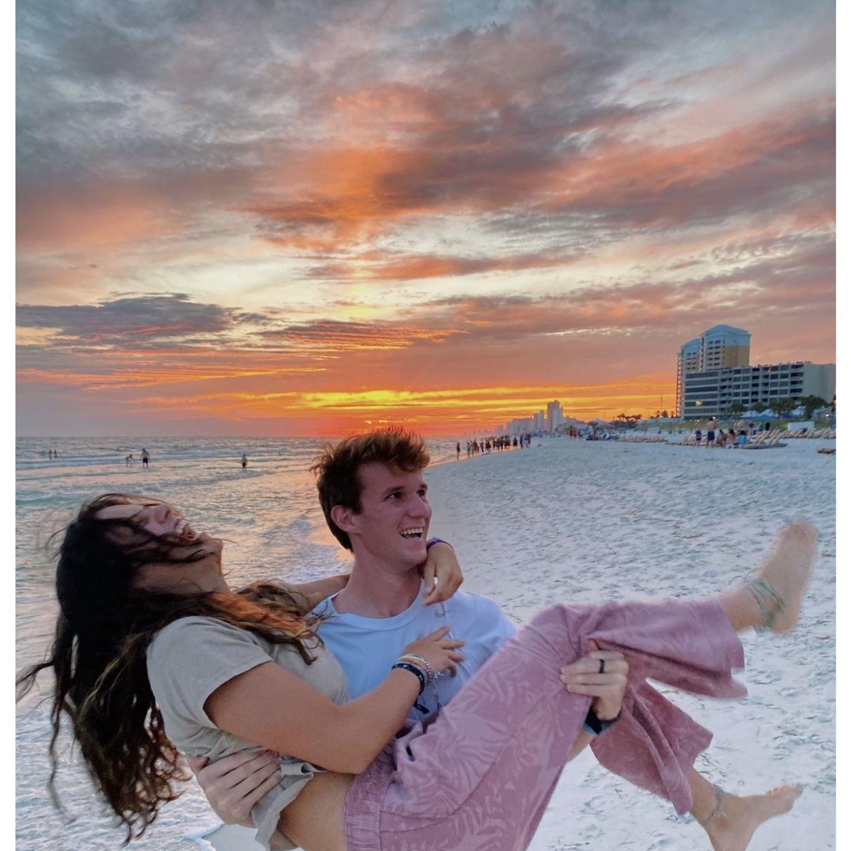 One of our wedding party members took this photo of us at the beach in PCB!