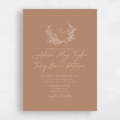 Camel, Brown Wedding Invitation - Marnina Portrait