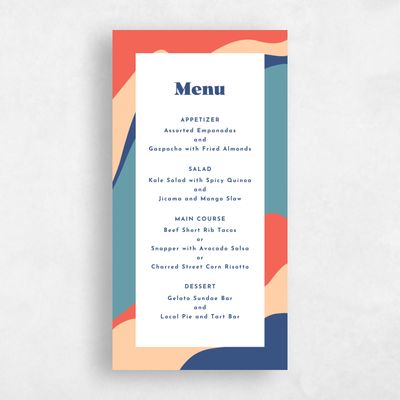 Dusty Cobalt, Blue Wedding Menu - Laula