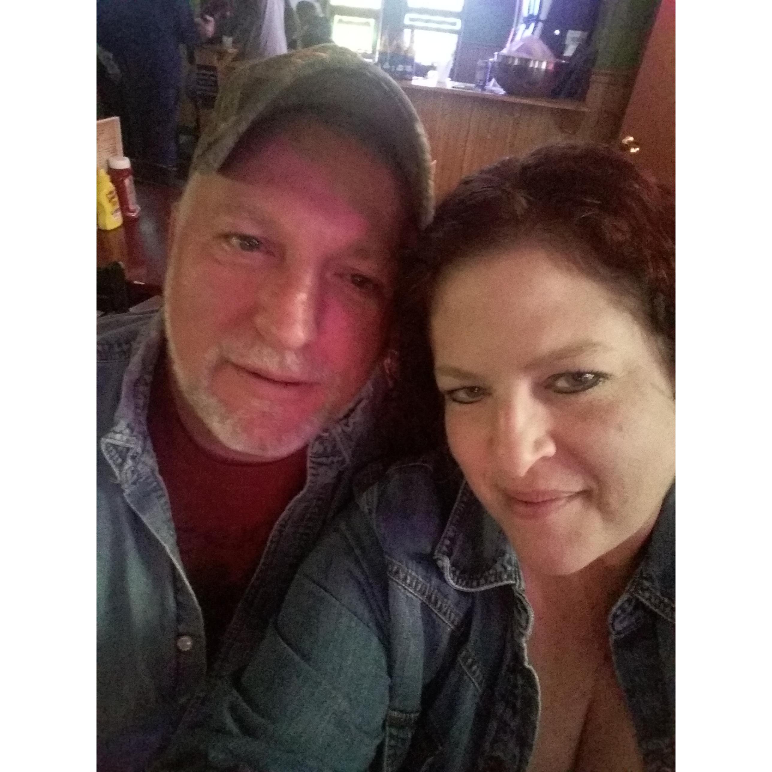 We were struggling to get a good pic! At Gimpys for Karaoke!