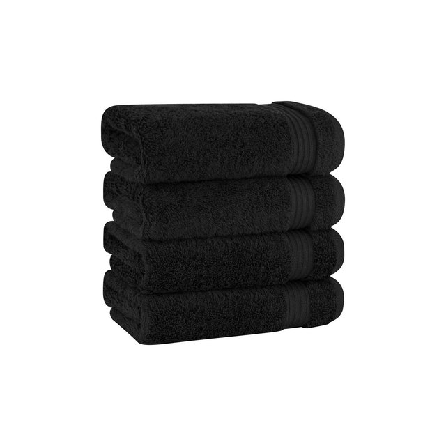 American Soft Linen Bekos 4 Pack Hand Towel Set, 100% Cotton Hand Towels for Bathroom, Black