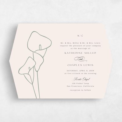 Beige Diamond Wedding Invitation - Calle Landscape