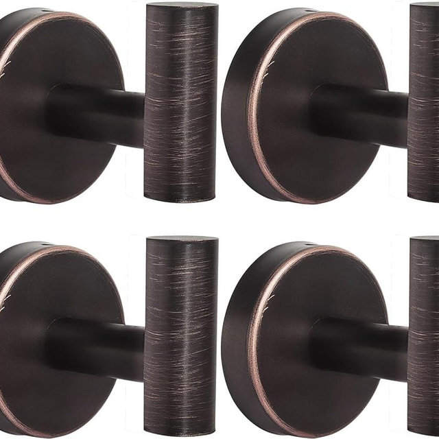 Kruodop Towel Hooks for Bathroom,4 Packs Wall Mount Towel Holder,Black Matte Wall Robe Hook,Stainless Steel Heavy Duty Door Hanger Towel Hook for Kitchen, Bedroom,Hotel,Pool,Coats - Red Bronze