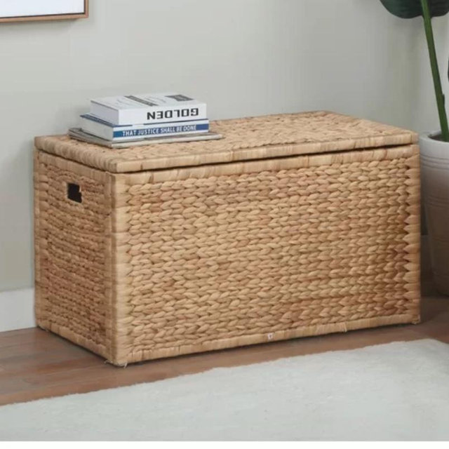 Highland Dunes Ved Heavy-duty Water Hyacinth Wicker Storage Trunk with Metal Frame | Wayfair