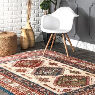 Qiana Emblem Fringe Area Rug
