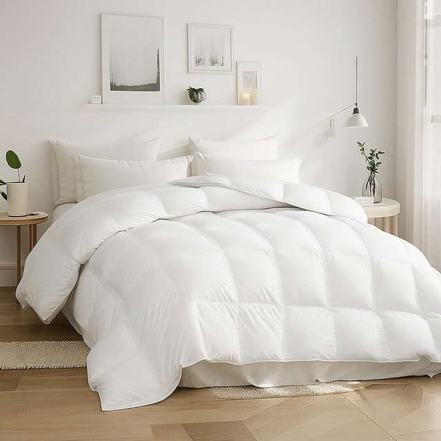 Beautyrest Goose Down Fiber Comforters King Size, All Season Luxury White Duvet Insert, 100% Cotton Fabric, Hotel Collection Fluffy Breathable Bedding Comforters, 8 Corner & Center Loops, 106x90 Inch