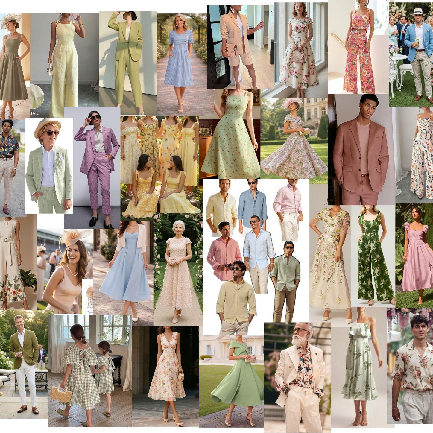 Summer garden party outfit mood board