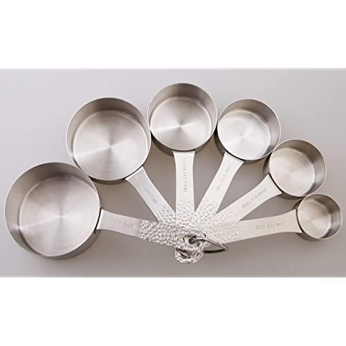 Lucky Plus 7pcs Stainless Steel Measuring Cups Set 18/8(304) Steel Material Heavy Duty 6 Measurer cups and 1 Ring Total 7pcs for one set