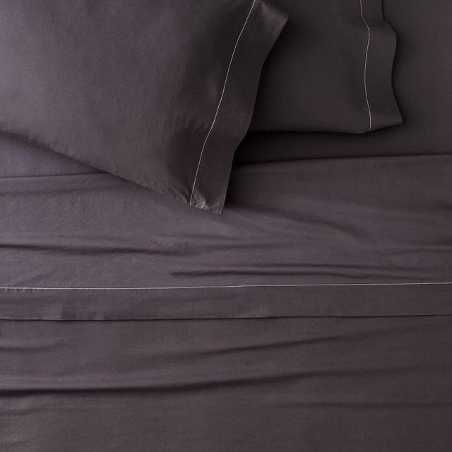 Organic Washed Cotton Sheet Set, Queen, Asphalt