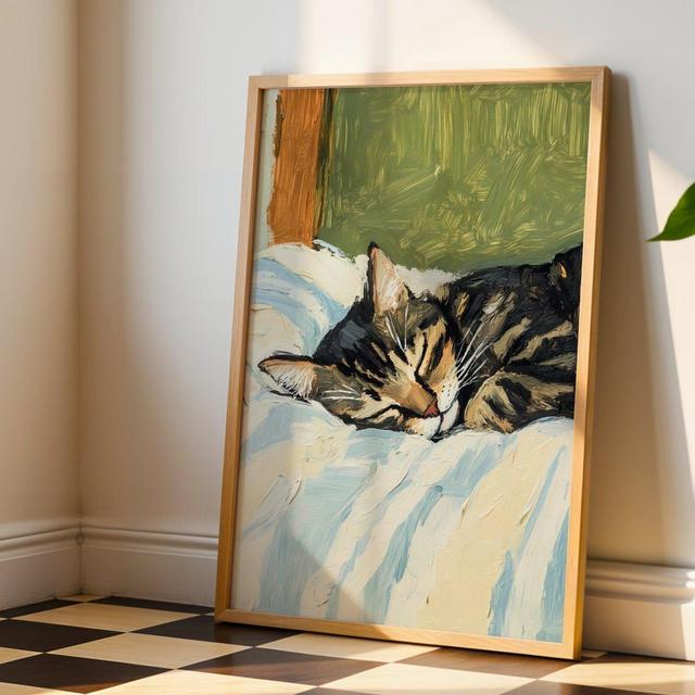 Sleeping Tabby Cat Print - Tabby Cat Artwork, Cat Painting, Cat Wall Art, Cat Poster, Cat Print, Sleeping Cat Art, Tabby Cat Gift, Pet Decor