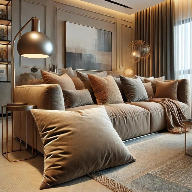 MARAGARBE Big Size 32x32 Inches Throw Pillow Cases Cozy Soft Velvet Square Decorative Pillow Covers for Farmhouse Home Décor(Light Brown)