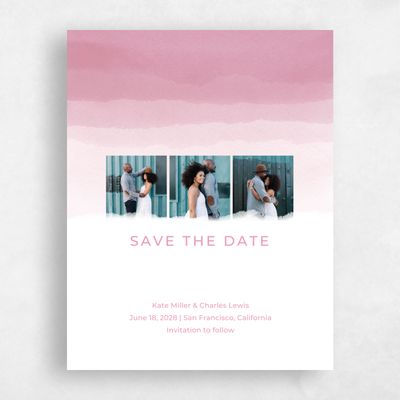 Pink Wedding Save the Date - Waterfront Photo