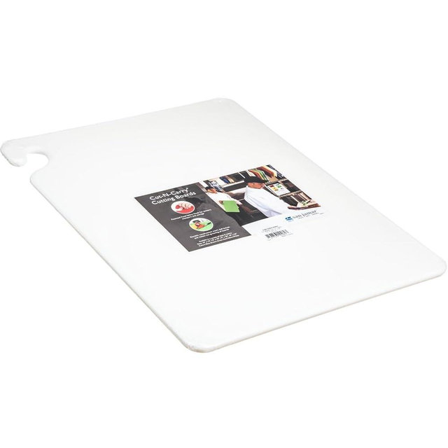 San Jamar CB152012WH Cut-N-Carry Color Cutting Boards, Plastic, 20w x 15d x 1/2h, White