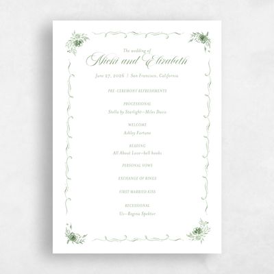 Pale Jade, Green Wedding Program - Pontus