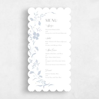 White Scalloped Wedding Menu - Lynette