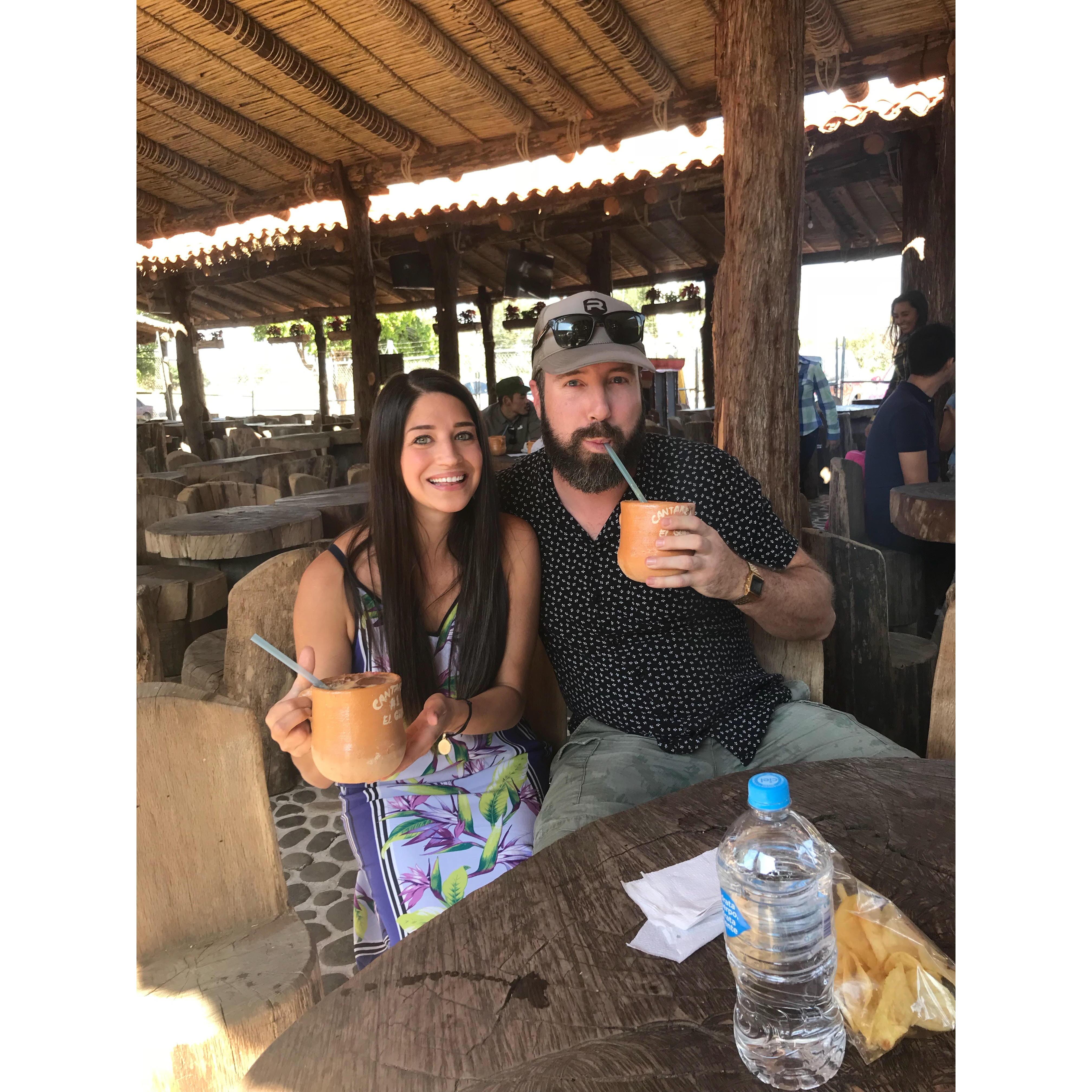 drinking Cantaritos in Tequila, Mexico