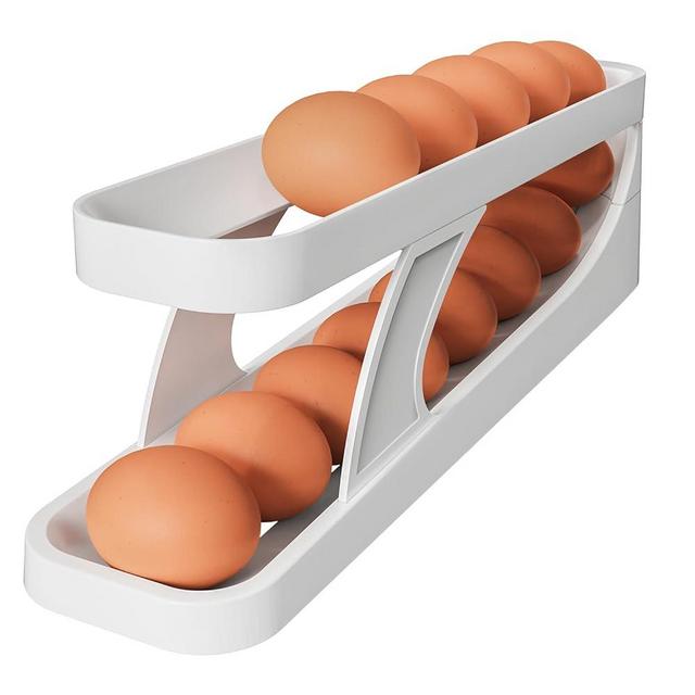 CHANCETSUI Automatic Rolling Egg Dispenser 2-Tier, Egg Holder for Refrigerator, Egg Container for Refrigerator Space-Saving for Fridge & Countertop and Organizer for Kitchen Fridge Egg Storage Tray
