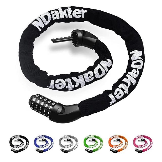 NDakter Bike Chain Lock, 5 Digit Combination Heavy Duty Anti Theft Bicycle Chain Lock, 3.2 feet Long Security Resettable Bike Locks for Bike, Motorcycle, Bicycle, Door, Gate, Fence, Grill