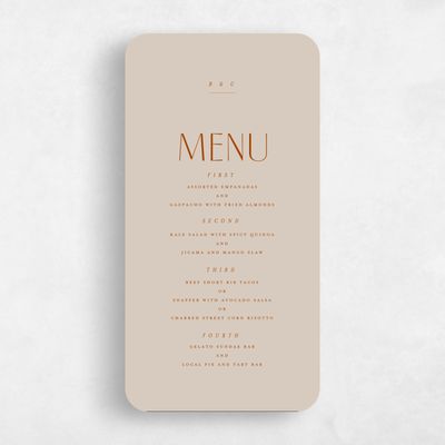 Brown Rounded Wedding Menu - Mendoza Portrait