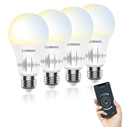 Smart Light Bulb Works with Alexa Google Home & Siri, LUMIMAN WiFi Tunable Dimmable 800 Lumen Warm White to Daylight White A19 E26 LED Lights Bulbs, 7W (60W Equivalent), No Hub Required 4 Pack