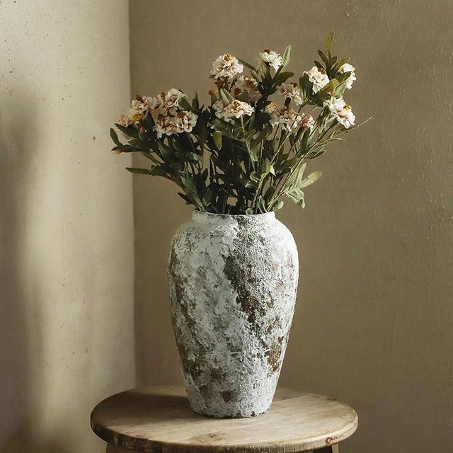 YSNCIDAN Rustic Ceramic Flower Large Vase, Vintage Floor Tall Vase Farmhouse Decor for Living Room Entryway Table Centerpieces, Kitchen, Wedding, Gifts