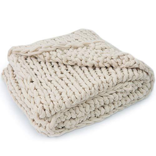 Cheer Collection Chunky Cable Knit Throw Blanket | Ultra Plush and Soft 100% Acrylic Accent Throw - 50 x 60 inches, Taupe