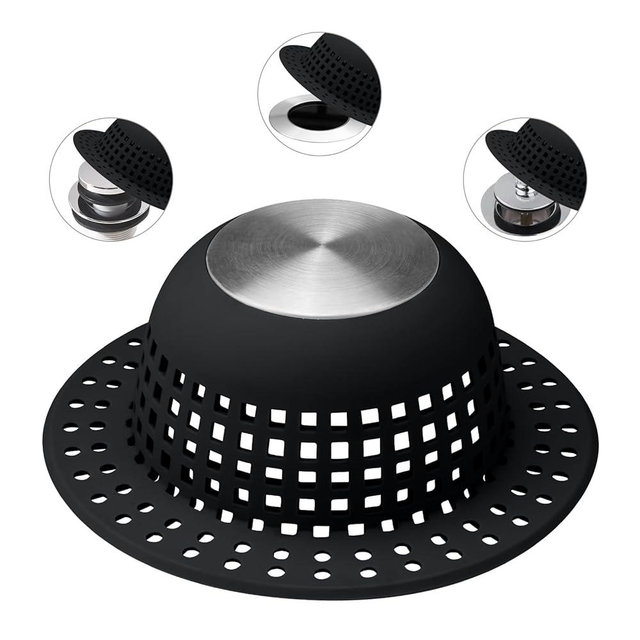 Aluvor Shower Drain Hair Catcher, Bathtub Drain Cover Foldable Silicone Shower & Tub Protector for Pop-Up & Regular Drains