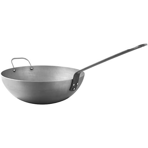 Mauviel Made In France M'Steel Black Steel Wok, 11.8", Steel