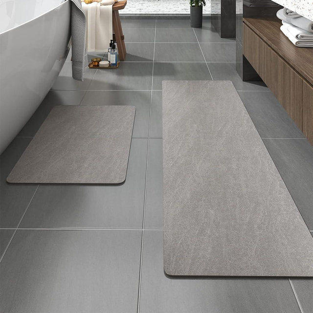 MontVoo -Bath Mat Rug Set-Rubber Non Slip Quick Dry Super Absorbent Thin Bathroom Rugs Fit Under Door-Washable Bathroom Floor Mats-Shower Rug for in Front of Bathtub,Shower Room,Sink