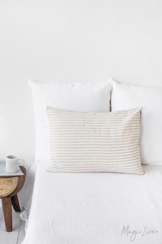 Striped in natural linen sheet set (4 pcs)
