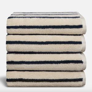 Super-Plush 4-Piece Bath Towel Bundle -- Striped Midnight Navy