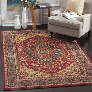 SAFAVIEH Mahal Collection Area Rug - 5'1" x 7'7", Navy & Red, Traditional Oriental Design, Non-Shedding & Easy Care, Ideal for High Traffic Areas in Living Room, Bedroom (MAH621C)