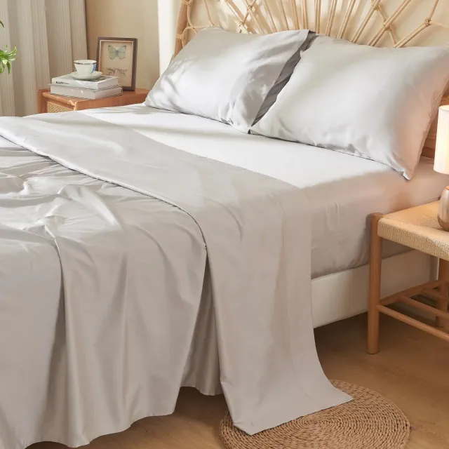 DOZ Long Staple Cotton Sheet Set, Soft Sateen Weave, Smooth, Breathable, Cooling, Durable Dove King