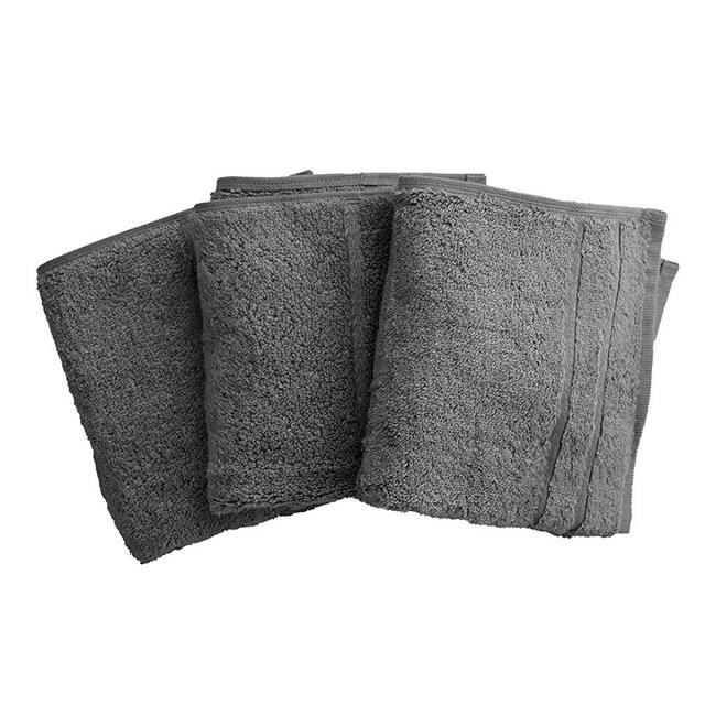 Cariloha Organic Bamboo and Turkish Cotton Washcloths - Highly Absorbent and Odor-Resistant - 600 GSM - 13" x 13" - Set of 3 - Onyx