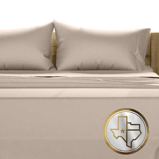 TEXAS LINEN CO. 100% Egyptian Cotton Queen Sheets Set - Luxury 1500 Thread Count Egyptian Cotton Sheets Queen Size Bed Set, 17" Deep Pocket, Soft, Cooling Sateen Hotel Quality Bedding Set - Taupe