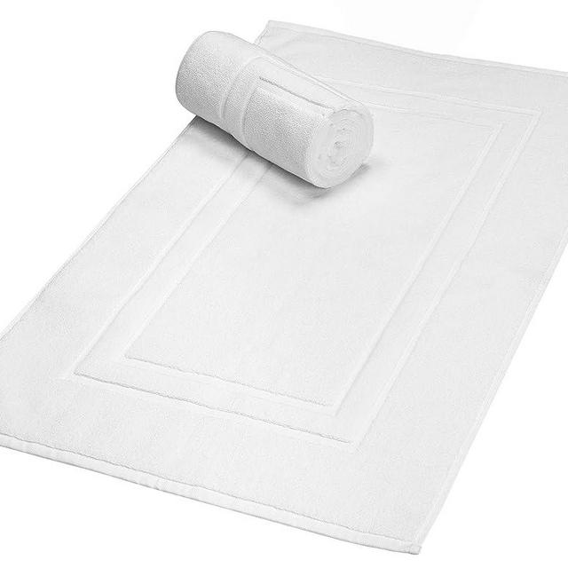 GLAMBURG Premium Cotton 20x32 inch 2-Pack Bath Mats - 100% Ringspun Cotton - Luxury Hotel & Spa Quality - 800 GSM - Durable Soft Highly Absorbent - Machine Washable - White