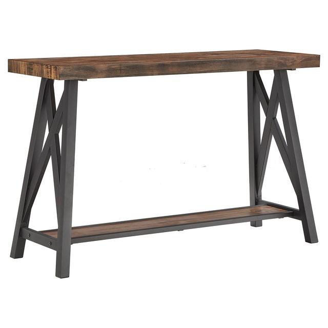 Lanshire Rustic Industrial Metal & Wood Entry Console Table - Brown - Inspire Q