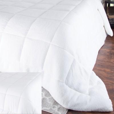 Oversized Reversible Down Alt Comforter With Sherpa (King)White - Yorkshire Home