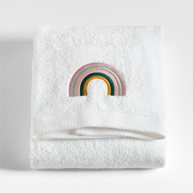 Asha Rainbow Embroidered Organic Cotton Kids Bath Towel