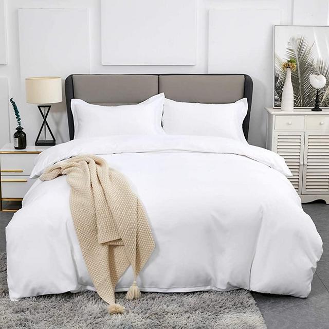 Duvet Covers King Size - Ultra Soft and Breathable Bedding King Comforter Sets Washed Microfiber 3 Pieces with Zipper Closure Duvet Cover and 2 Pillow Shams (White)