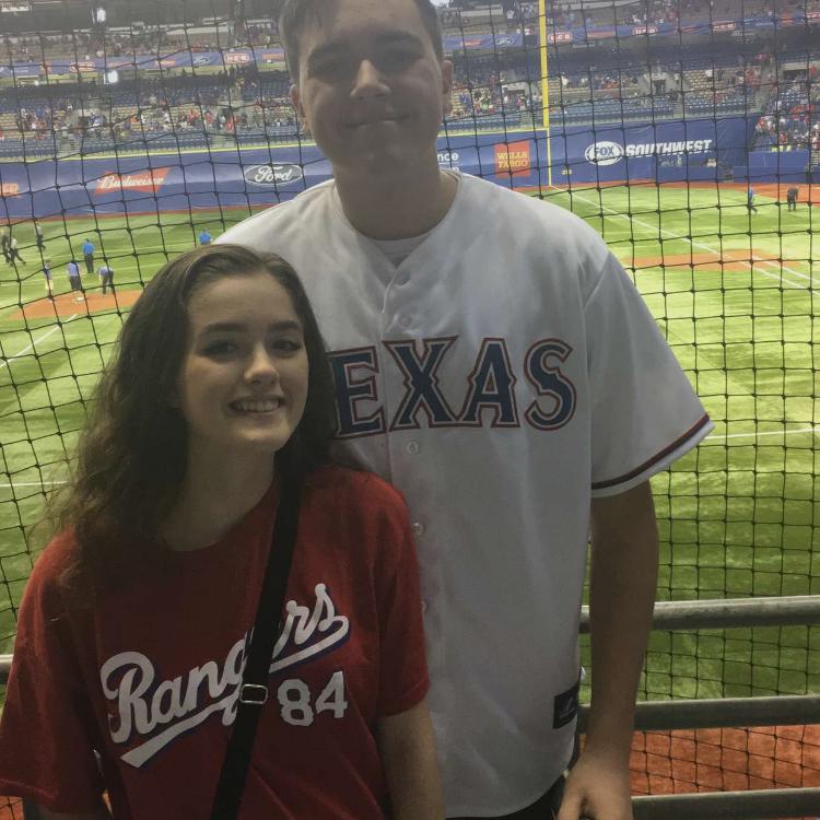 March 18, 2017 - Celebrating our 1 year anniversary at a Rangers game.