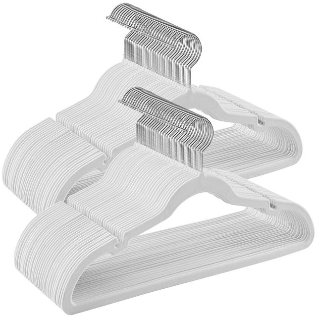 SONGMICS Velvet Hangers 60 Pack, Non-Slip Clothes Hangers, Suit Hangers with Shoulder Notches, Pants Bar, 360° Swivel Hook, Space-Saving, for Closet, Cloud White UCRF030W01