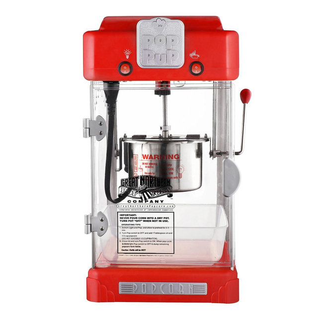 Great Northern Popcorn 2.5 oz. Pop Pup Kettle Portable Popcorn Machine - Electric Countertop Popcorn Maker - Red