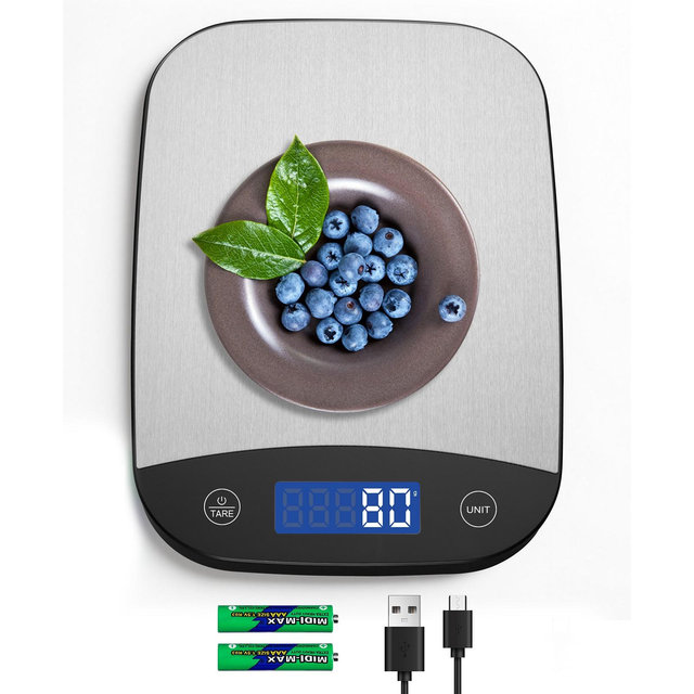 SUGIFT Stainless Steel Kitchen Food Scale with LCD Display & USB Rechargeable