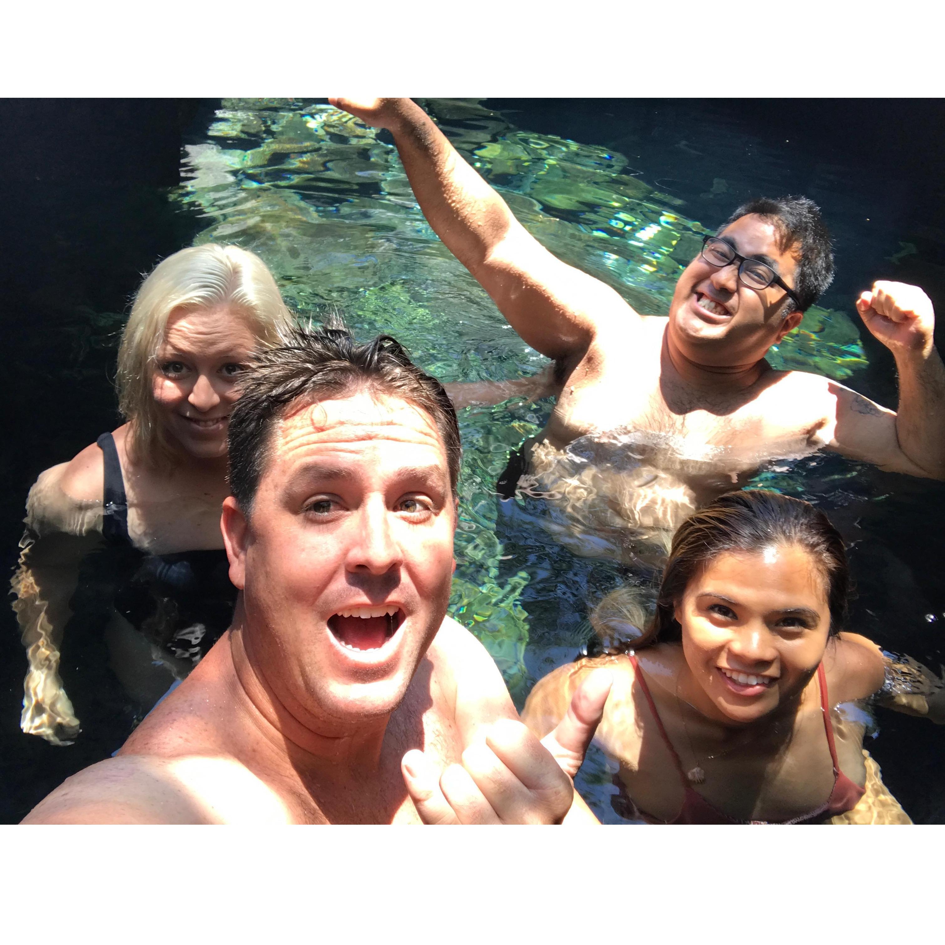 Swimming through fresh water caves on the Big Island of Hawaii with Evan's Sister and brother-in-law (Alia & Ignacio)